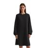 Jerseykleid MARC O'POLO "aus Interlock-Qualität", Damen, Gr. 32, Normalgrößen, schwarz, Obermaterial: 94% Baumwolle, 6% Elasthan; Futter: 100% Nicht verfügbar, unifarben, relaxed fit kurz, Rundhals, Langarm Bündchen, Kleider