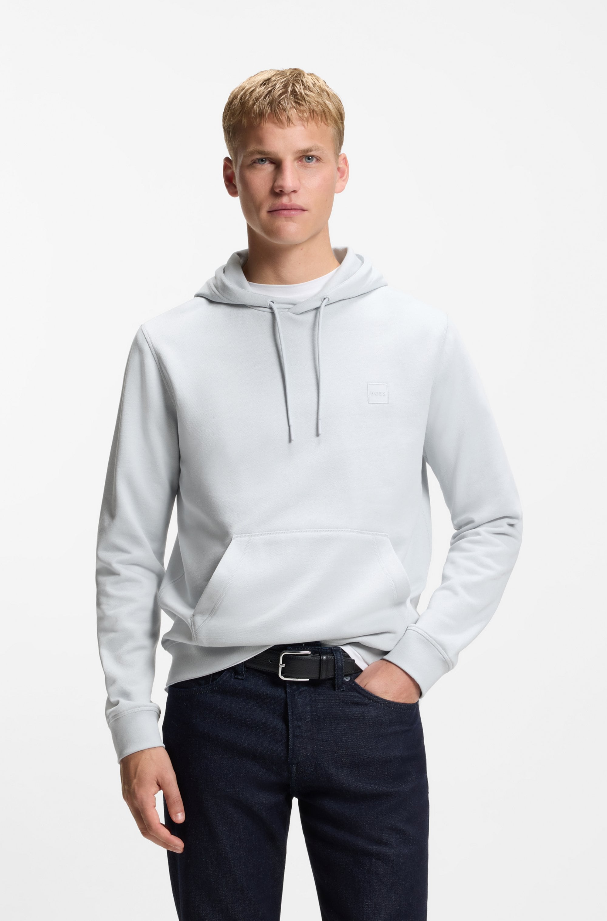 Kapuzensweatshirt BOSS ORANGE "Wetalk", Herren, Gr. 5XL, grau (light, pastel grau053), Sweatware, Obermaterial: 100% Baumwolle, regular fit hüftlang, hoch geschlossener Ausschnitt, weit Bündchen, Sweatshirts, mit gesticktem BOSS Markenlabel