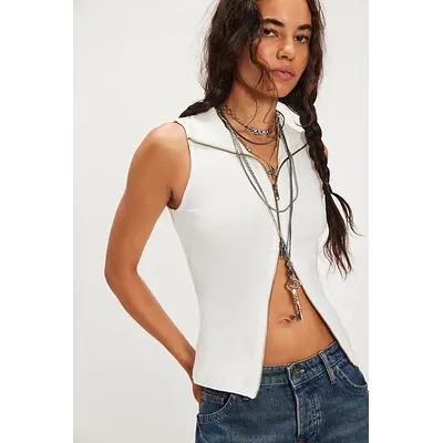 We The Free Cruise Zip-Up Top at Free People in Clean Ivory, Size: Small