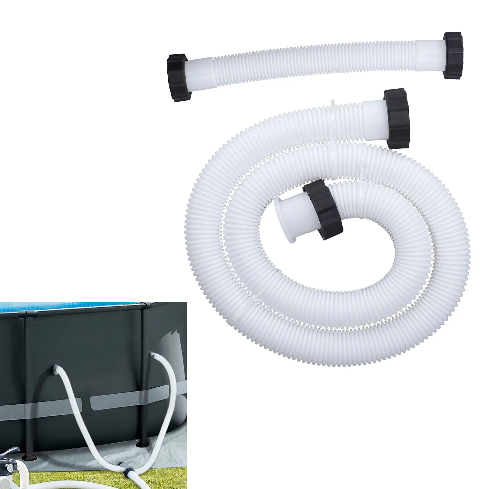 Tuyau de pompe à filtre Tuyau de pompe de piscine Tuyau de remplacement de pompe de piscine pour tuyau de piscine de remplacement de 1,5 pouces de diamètre pour piscines hors sol Blanc