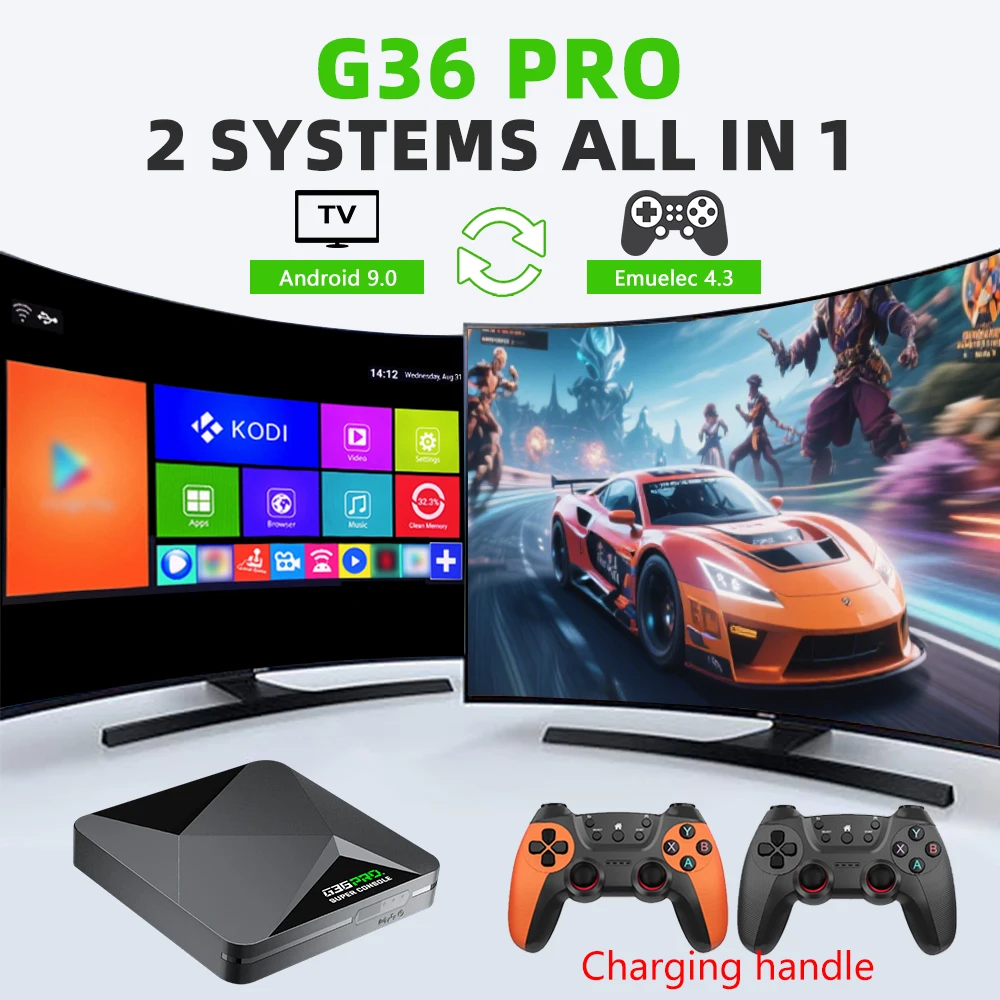 Console de jeu vidéo rétro G36 Pro, Super boîte de jeu avec plus de 120,000 jeux vidéo rétro pour PS1/GBA/CPS avec manette de chargement, cadeau pour enfants