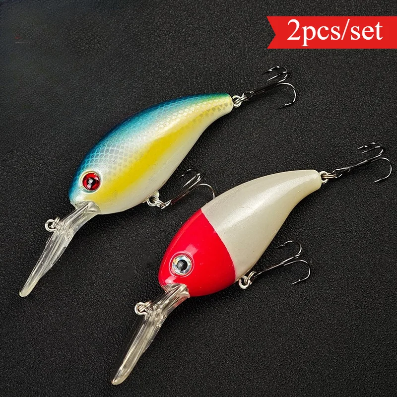 Ackibbik 2 teile/satz Bass Crankbait Angeln Kurbel Köder Fisch Köder Schwimmende Harten Köder Bass Angeln Köder Image