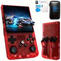 Console di gioco portatile R36Max aggiornata - Joystick a doppia azione con ricarica USB, batteria al litio ricaricabile, include scheda da 64 GB, custodia nera per il trasporto, perfetta per giocare