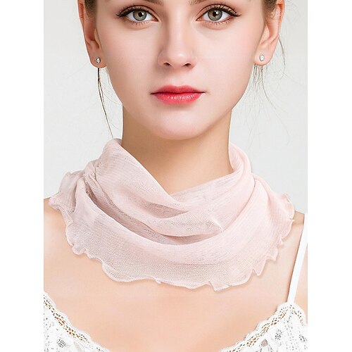 Damen-Halstuch aus transparenter Seide – Schlauch-Bandana mit Rüschenrand, elegantes Choker-Wickeltuch für Büro, Reisen, Partys und Abendoutfits Image