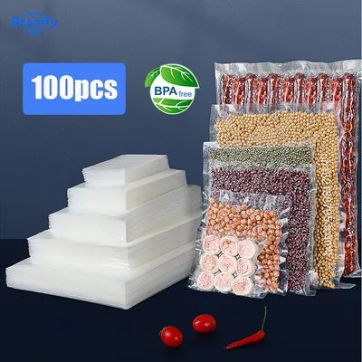 Vacuum Packaging Bags for Food 100pcs Food Vacuum Storage Packaging Bag for Vacuum Sealer Thicker Food Fresh Keeping Sealing Bag