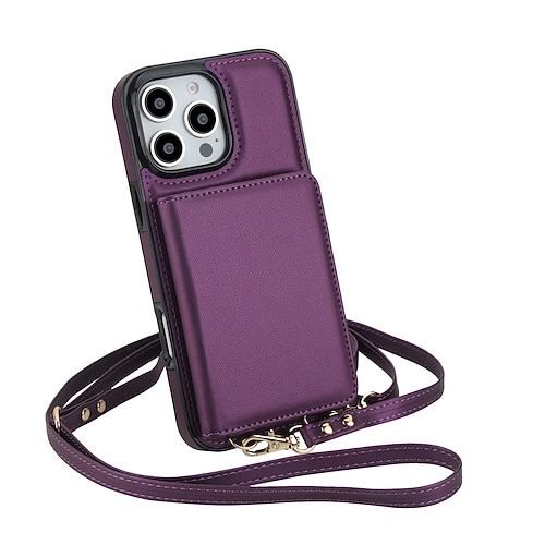 Handy Hülle Handyhüllen Für 16 15 14 Pro Max 16e 13 Pro Max 13 Mini Rückseite mit Trageriemen Ständer Kartenfach Retro TPU PU-Leder Image