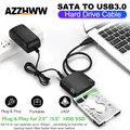 Adattatore cavo SATA a USB 3.0 Convertitore disco rigido esterno da USB 3.0 a SATA con alimentatore UE/USA/Regno Unito per SSD HDD da 2,5" 3,5"