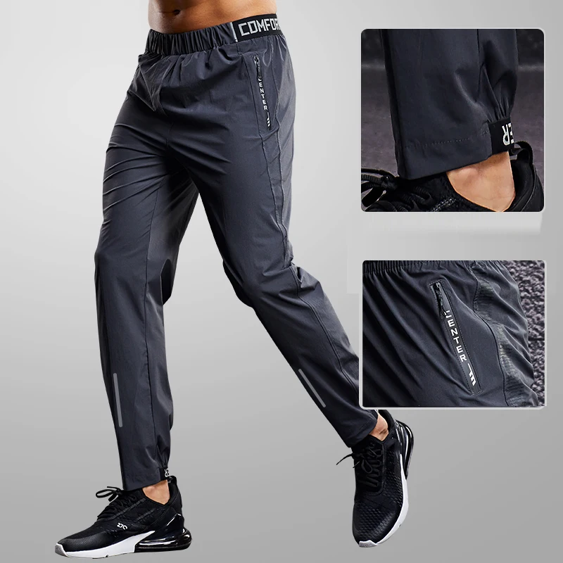 Schnell trocknende Sporthose für Herren, Laufhose mit Reißverschlusstaschen, Training, Jogging, Sporthose, Fitness, lässige Jogginghose Image
