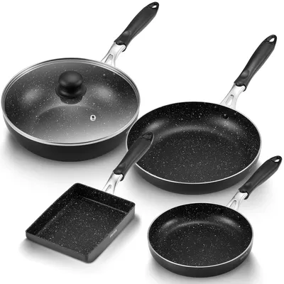 Induction Pots and Pans 5 Piece, Stay-Cool Handle Nonstick Pots and Pans Set, Dishwasher Safe Kitchen Cooking Pan, Non Stick Pan