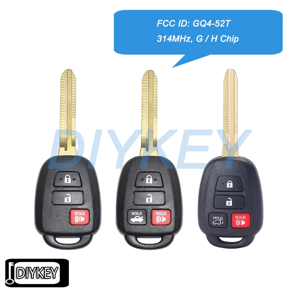 3/4 Tasten Fernbedienung Auto Schlüsselanhänger 314 MHz G/H Chip Ersatz für Toyota RAV4 Highlander Sequoia Tundra Tacoma FCC ID: GQ4-52T Image