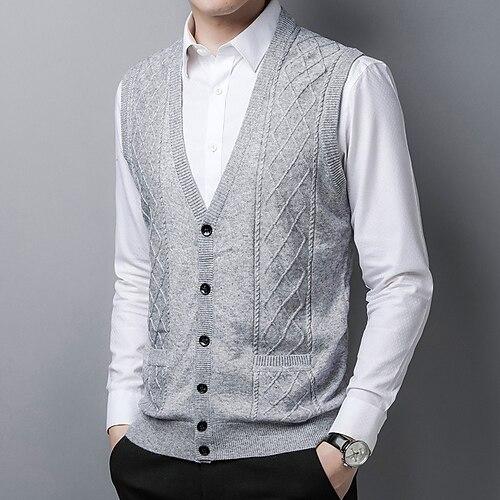 Herren Pullover Kleid Pullover Strickjacke Strickpullover Gerippt Stricken Normale Oberteile Gestrickt Gerippt Einfach V Ausschnitt Mode Schals Lässig Alltagskleidung Bekleidung Herbst Winter