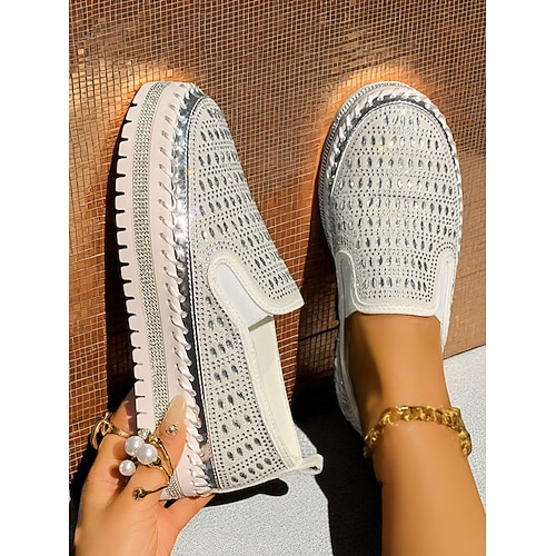 Gelbe Slip-On-Sneaker für Damen mit Strass-Details – stylische Freizeitschuhe mit Plateausohle, perfekt für Partys und besondere Anlässe im Nachtleben Image