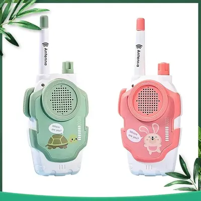 (NEU) Kinder Walkie Talkie Cartoon Wireless Walkie Talkie 300M Rosa & Grün Kunststoff Tragbare Kinder Telefon Walkie Talkie Spielzeug