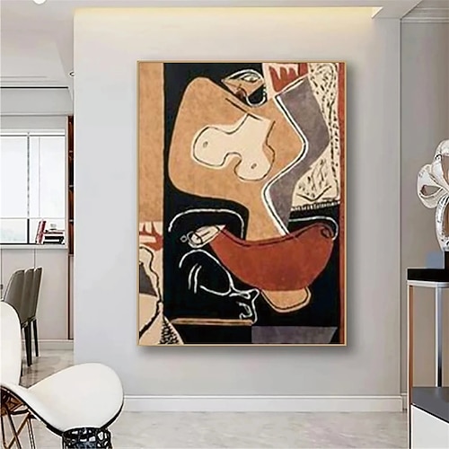 Pablo Picasso Ölgemälde handgemachte abstrakte figurative Malerei Dual Charakter Kunstwerk Aqua grün gelb Kontrast purpurrote Akzente ausdrucksstarke Strichzeichnungen goldene Galerie Picasso Image