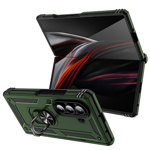 Handy Hülle Handyhüllen Für Samsung Galaxy Z Fold 7 Z Fold 6 Z Fold 4 Rückseite Magnetisch Ständer Ringverschluss Rüstung TPU PC Image