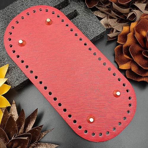 Häkeltaschenböden 3,948,66 Zoll mit Löchern - verschiedene Farben, lange ovale Form für selbstgemachte Schultertaschen Basteln, zufällige Farben, Taschenformer Image