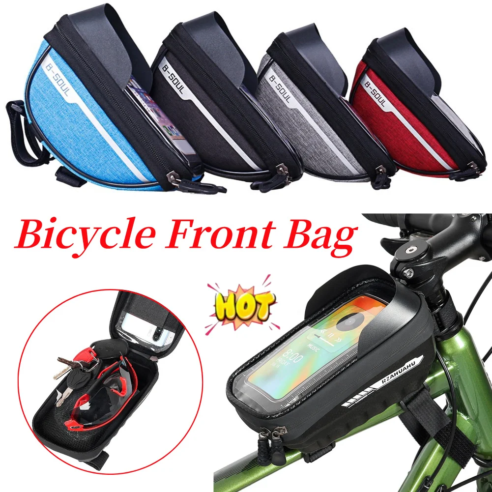 Touchscreen Fahrrad Oberrohr Tasche EVA Fahrrad Frontrahmen Tasche Fahrrad Vorne Oberrohr Rahmen Tasche Fahrrad Zubehör Passend für 7-Zoll-Telefone Image