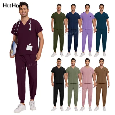 Hot Sales Short Sleeve Scrub Top Pants Sets Nurse Uniforms Men Women Medical Nurses Accessories for Hospital Doctor Uniform Soft