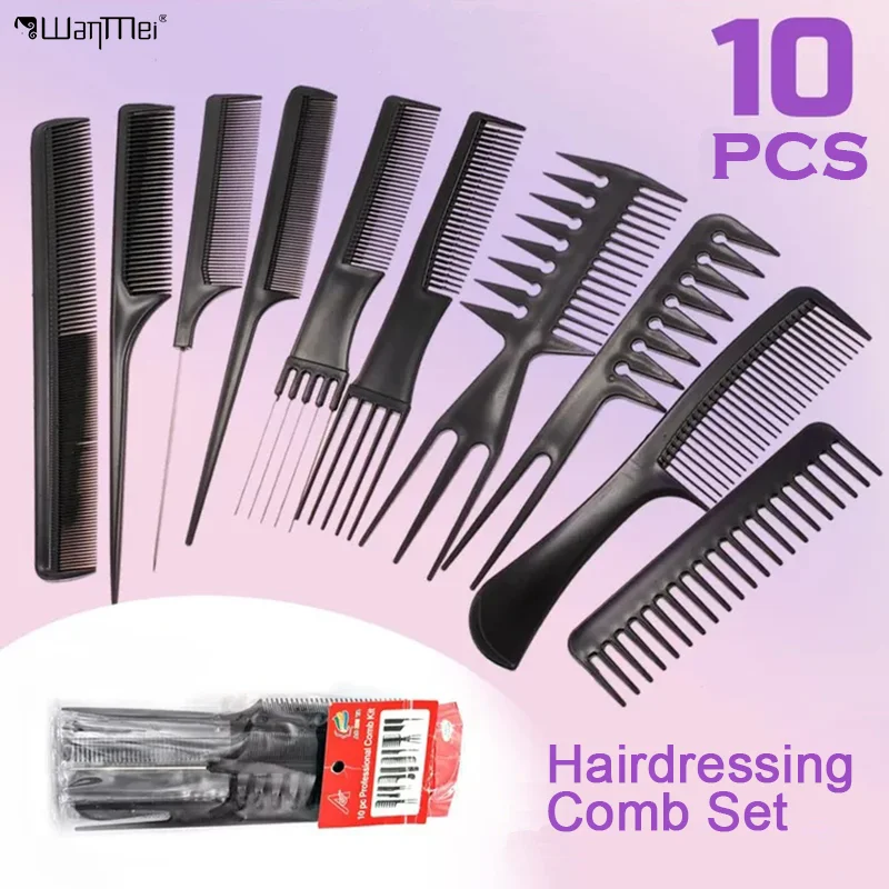 10 stücke Professionelle Haarschnitt Styling Kamm Set Anti-statische Friseur Pinsel Barber Ausbildung Schwanz Kämme Salon Styling Werkzeuge Image