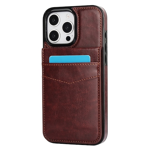 Handy Hülle Handyhüllen Für 16 15 14 Pro Max Plus 16e 13 Mini Rückseite Ständer Kartenfach Stoßfest Retro TPU PU-Leder Image