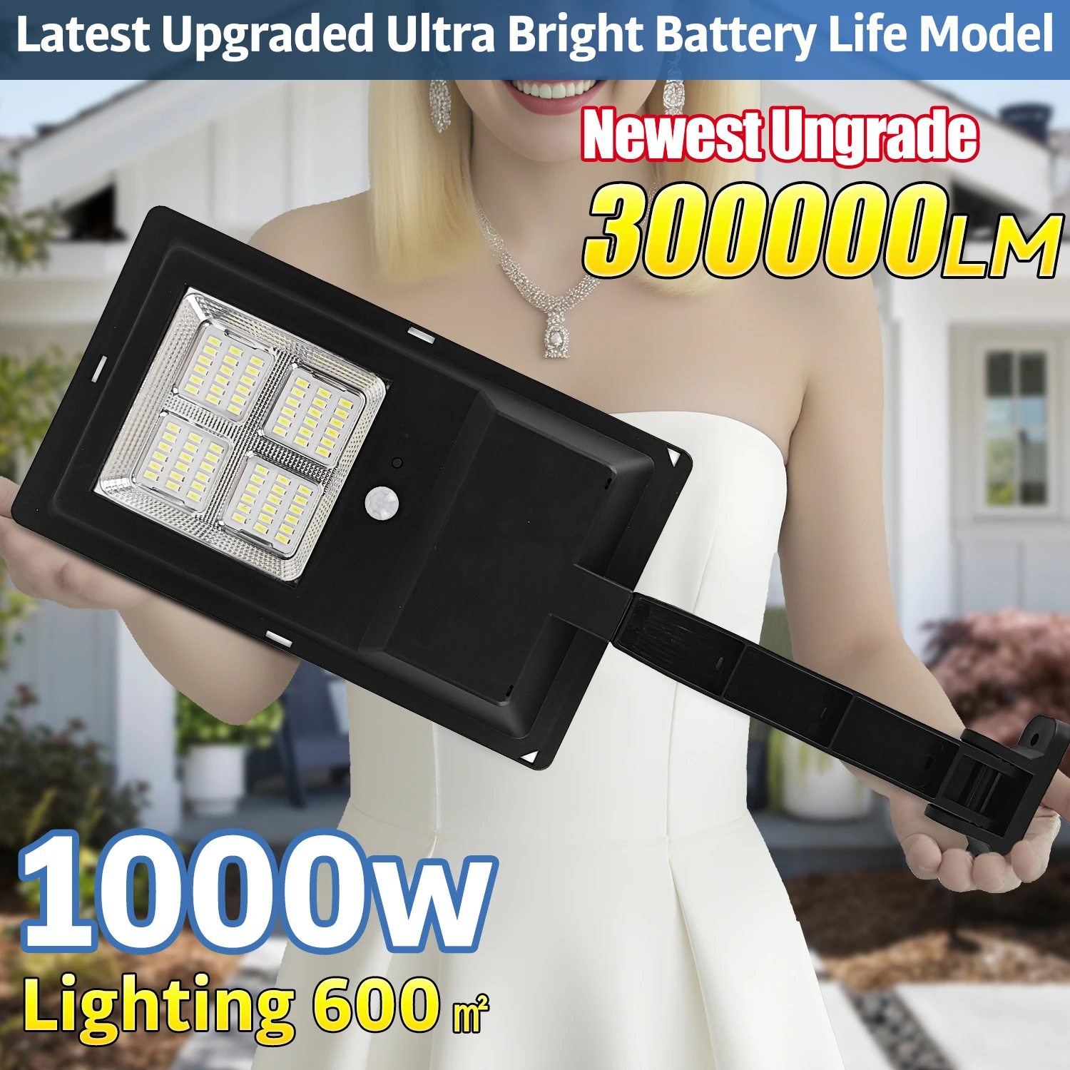 Solarleuchte LED 300000LM Sonnenlicht Outdoor 1000W Bewegungsmelder Wandstrahler Lampe für Garten- und Straßenbeleuchtung