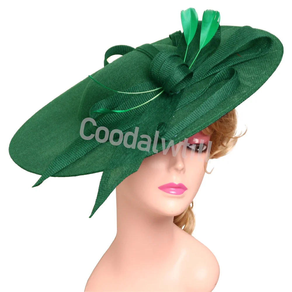 Royal Ascot Big Fascinator Hut Stirnband Frauen Grün Hochzeit Derby Große Kopfbedeckung Braut Chic Kopfbedeckung Party Event Chapeau Cap