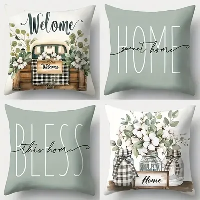 Home Decor Willkommen zu Hause und segne dieses Zuhause Kissen Muster Kissenbezug geeignet für Sofa Schlafzimmer Auto Kissenbezug Image