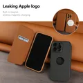 Custodia in pelle con logo cavo magnetico per iPhone 16 15 14 Plus 13 12 Pro Max 11 Slot per scheda Magsafe Copriobiettivo in vetro con ricarica wireless