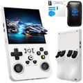 Console di gioco portatile R36Max aggiornata - Joystick a doppia azione con ricarica USB, batteria al litio ricaricabile, include scheda da 64 GB, custodia nera per il trasporto, perfetta per giocare