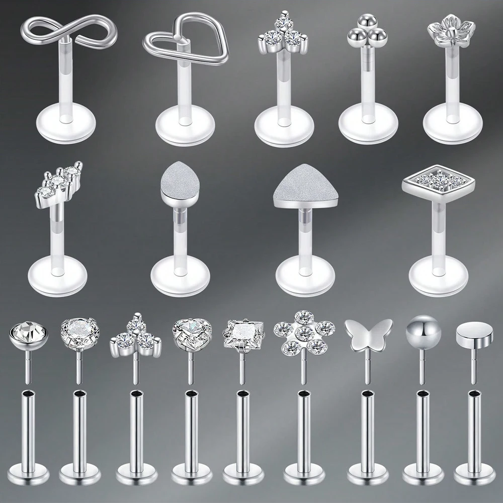 UV-Schmetterlingsblume, Zirkonia, Lippenringe, Ohrstecker, Labret-Ohrstecker, Labret-Monroe-Lippenringe, Tragus-Ohrringe, Helix-Piercing-Schmuck Image