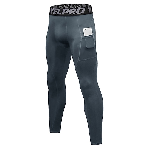 Herren Kompressionshose Kompressionsstrumpfhosen Sport-Baselayer Mit Taschen Hohe Taille Unterteile Fitnessstudio Athleisure Trainieren Frühling Herbst Schnelltrocknend Fitnessstudio Basketball Image