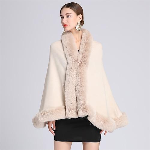 zlyc Damen Winter Kunstpelz Schal Stola warm Wrap Cape