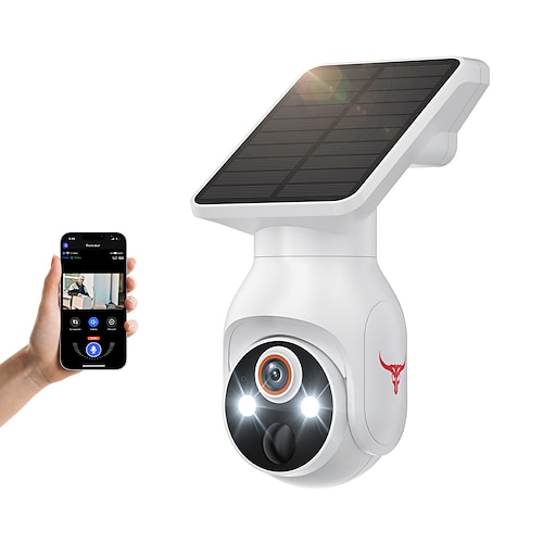 1080p WLAN-Überwachungskamera mit Solarpanel, Batteriebetrieb, Schwenk-/Neigefunktion, KI-Bewegungserkennung, Nachtsicht, Zwei-Wege-Kommunikation, IP65-Speicher Image