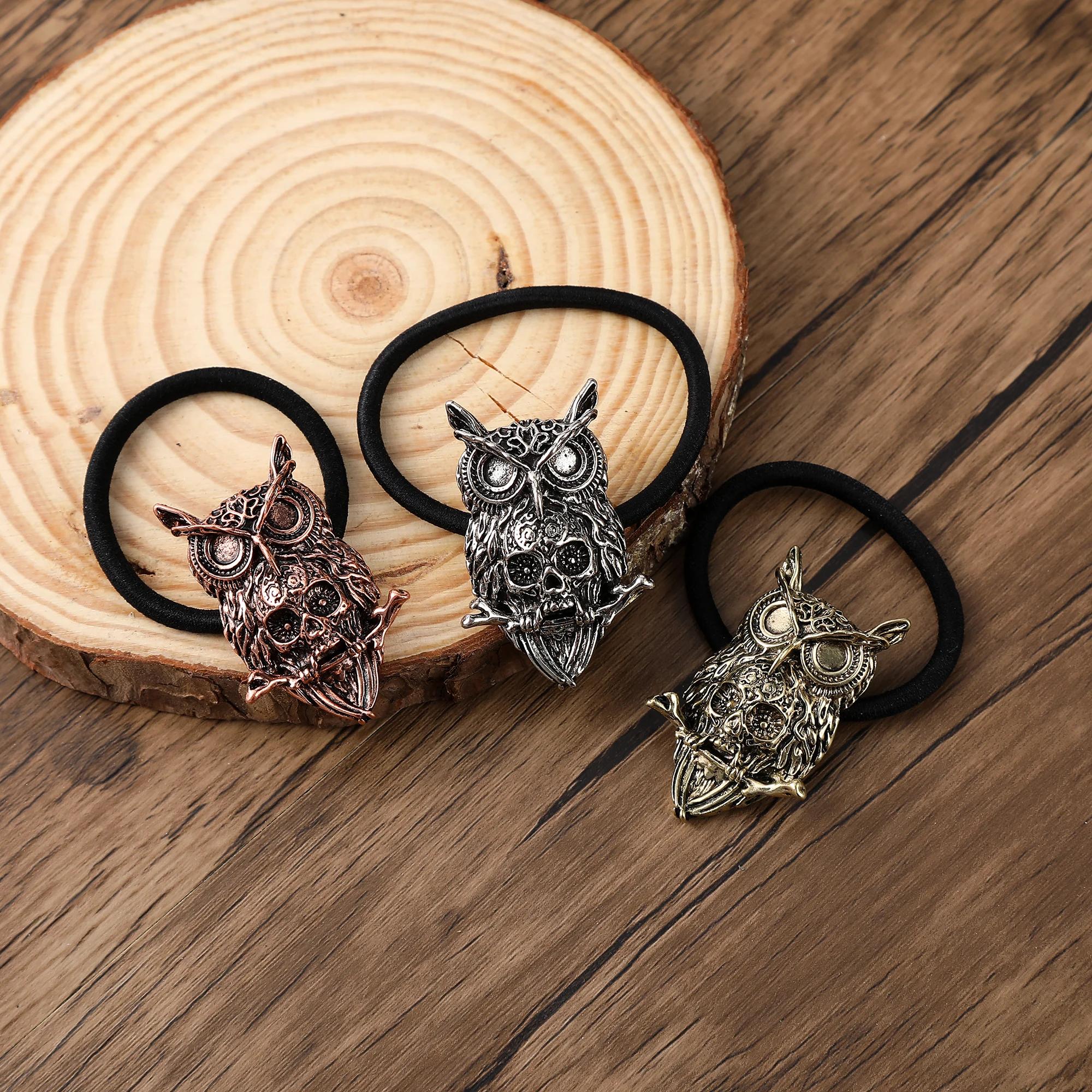 Retro Gothic Schädel Eule Haarschmuck Halloween Gummiband Haarband Zubehör Hip-Hop Punk Schmuck Tier Mode Trendy Party Zubehör Geburtstagsgeschenk