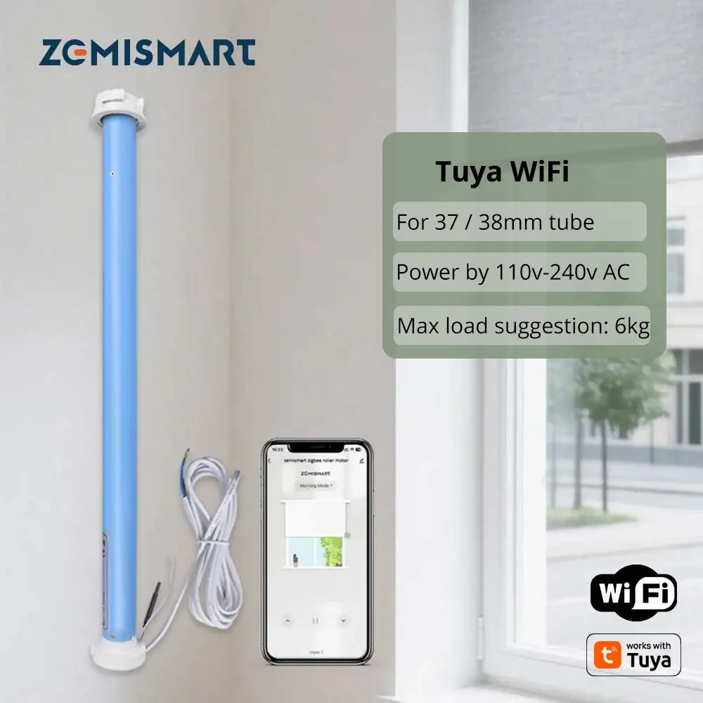 Zemismart WiFi-Rollo-Motor für 37/38 mm Rohr | Smart Tuya App, Alexa Google Home Sprachsteuerung Smart Driver Image