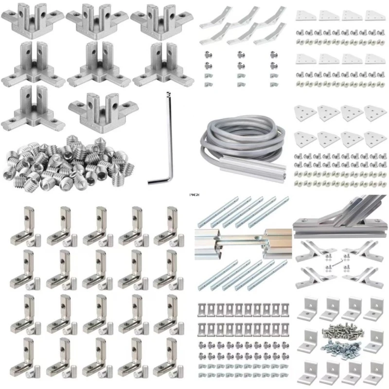 2020 Aluminium-Strangpressprofil, T/V-Schlitz, Eckhalterung, 20S, extrudierter rechtwinkliger Anschluss mit Schraube für 1010 2020 Aluminium-Profilschiene