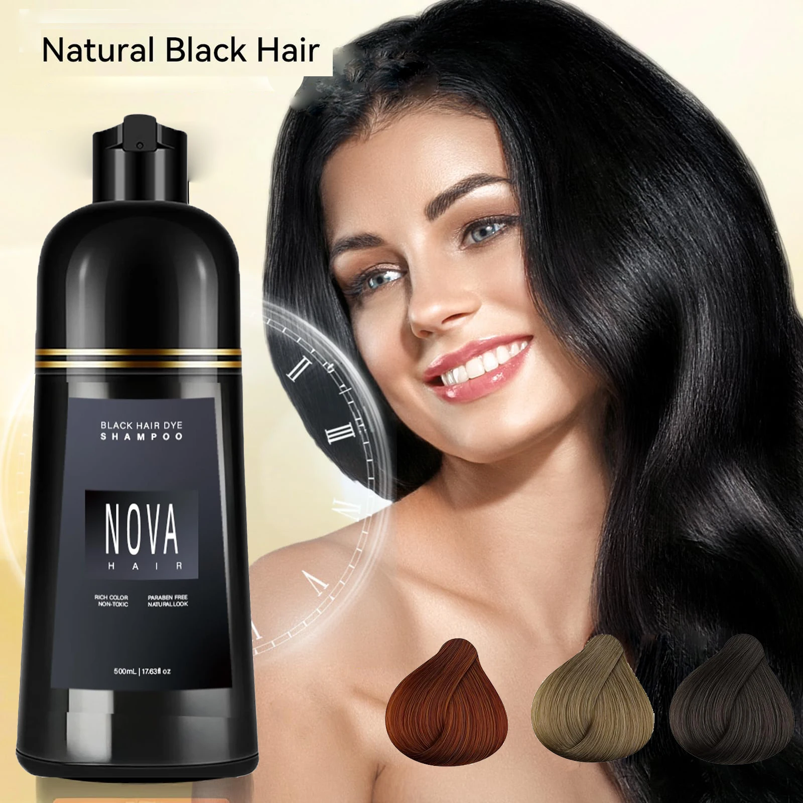 1/2/3PCS Black Hair Dye Shampoo Nova Hair Instant Dye Shampoo,Hair Dye Coloring For Gray Hair Long Lasting Color in Minutes