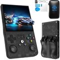 Console di gioco portatile R36Max aggiornata - Joystick a doppia azione con ricarica USB, batteria al litio ricaricabile, include scheda da 64 GB, custodia nera per il trasporto, perfetta per giocare