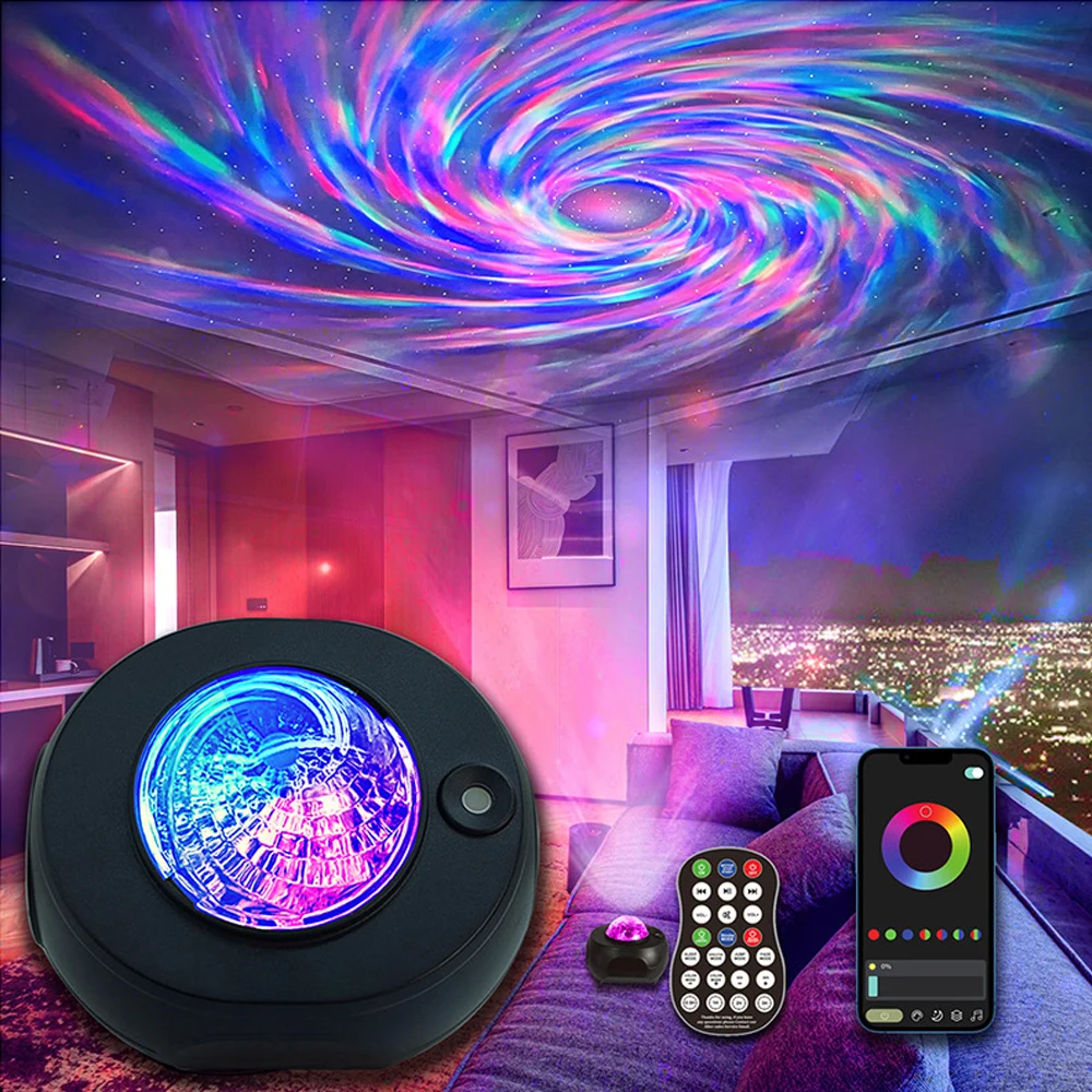 Galaxy Light Aurora Projector Bluetooth Control Vortex Aurora Starry Sky Laser Light LED Party Light Mini Stage Light for DJ Bar