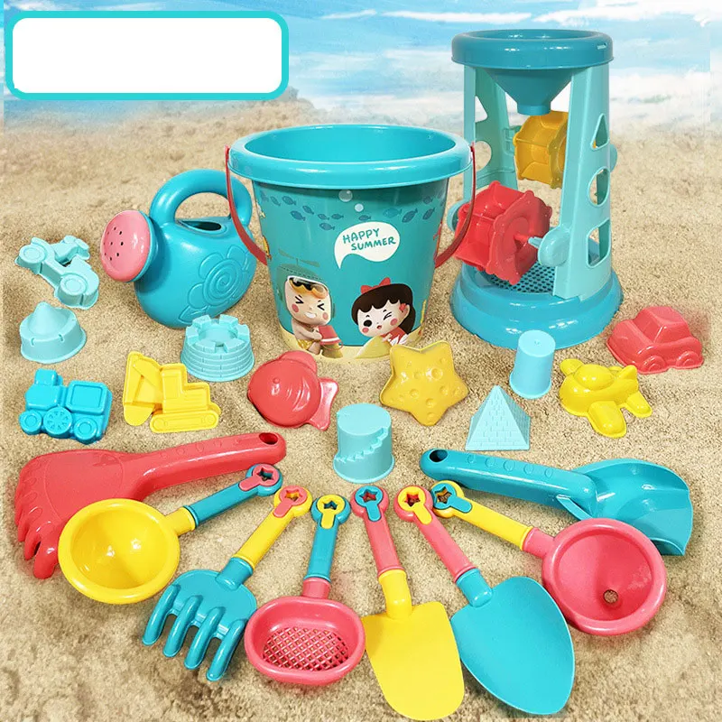 23PCS Sommer Strand Set Spielzeug Für Kinder Graben Sand Kunststoff Eimer Bewässerung Flasche Schaufeln Kinder Strand Wasser Spiel Spielzeug werkzeuge Image