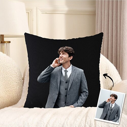 personalisierter Foto-Kissenbezug, individueller Kissenbezug, Geschenk für ihn, Freunde und Familie, perfekt als Dekoration für das Sofa zu Hause und das Schlafzimmer Image