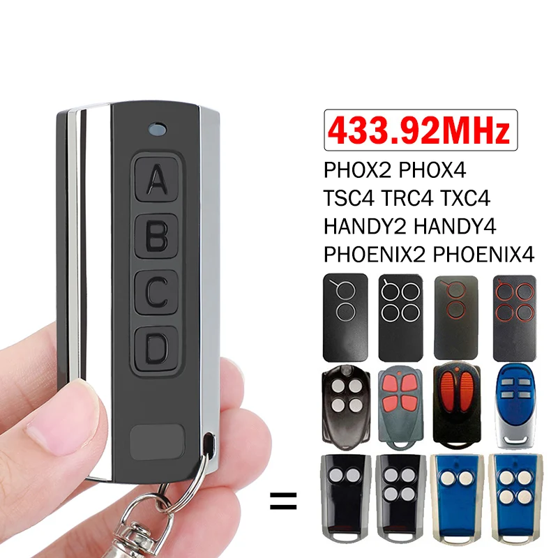 Klon V2 PHOX PHOX2 PHOX4 PHOENIX PHOENIX2 PHOENIX4 HANDY HANDY2 HANDY4 TSC4 TRC4 TXC4 Garagentor-Fernbedienung 433,92 MHz Image