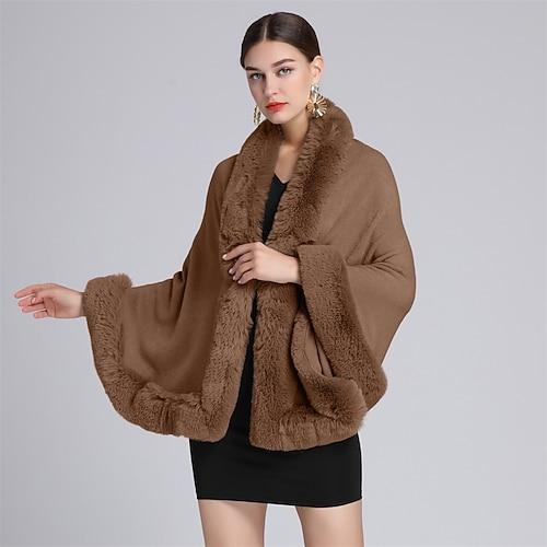 zlyc Damen Winter Kunstpelz Schal Stola warm Wrap Cape