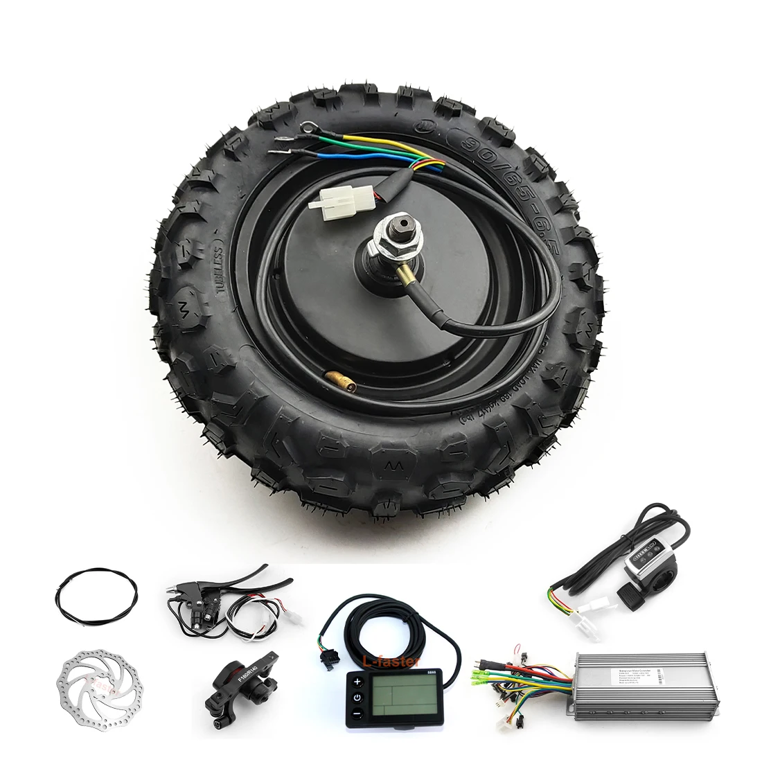 L-schneller 48 V 1000 W 11 Zoll Off Road Reifen Elektrische Roller Fahrrad Bürstenlosen Nabenmotor Rad Mit scheibenbremse Set Image