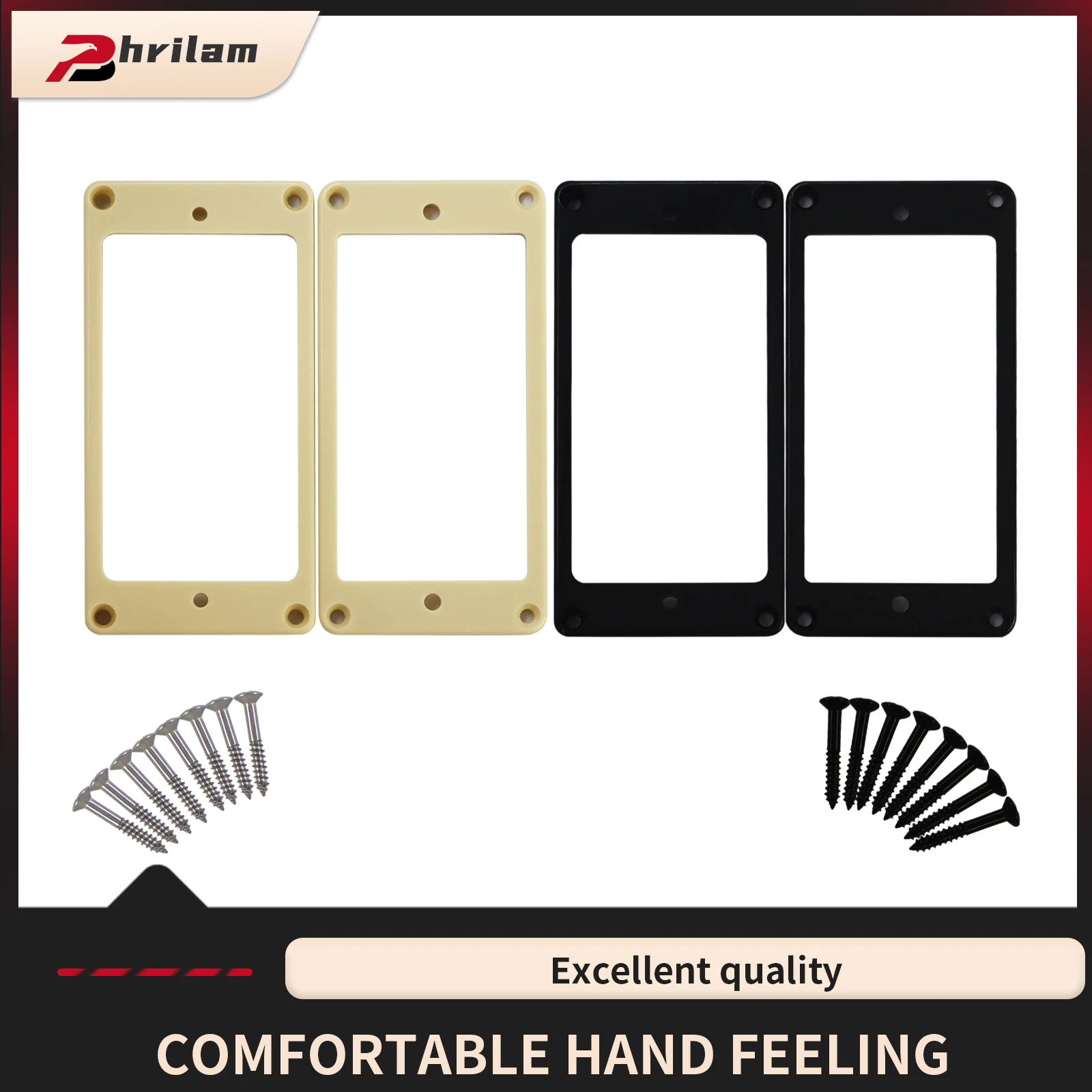 2PCS flache E-Gitarre Humbucker Pickup Rahmen Montageringe für Gitarrenzubehör, ausgestattet mit Installationsschrauben Image