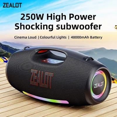 Zealot-S89 Tragbarer Bluetooth-Lautsprecher, 250 W StormBox-Leistung mit Subwoofer, IP67-Party-Lautsprecher für den Außenbereich, 20 Stunden Spielzeit, LED Image