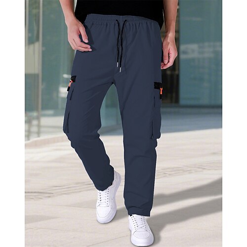 Herren Cargo-Hosen Hose Kordelzug Elastischer Bund Mehrere Taschen Einfach Tarnung tragbar Outdoor Täglich Campen und Wandern Mode Klassisch Armeegrün Schwarz Image