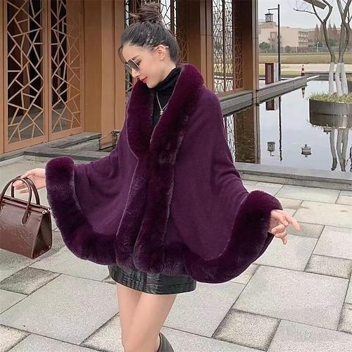 zlyc Damen Winter Kunstpelz Schal Stola warm Wrap Cape