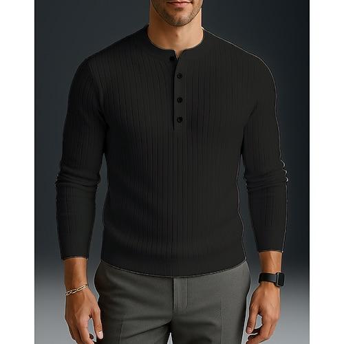 Herren Lässige Oberteile Pullover Knöpfe Langarm Oberteil Athleisure Herbst Mode Outdoor Reise Sportbekleidung Sportkleidung Einfarbig Schwarz Weiß Rot