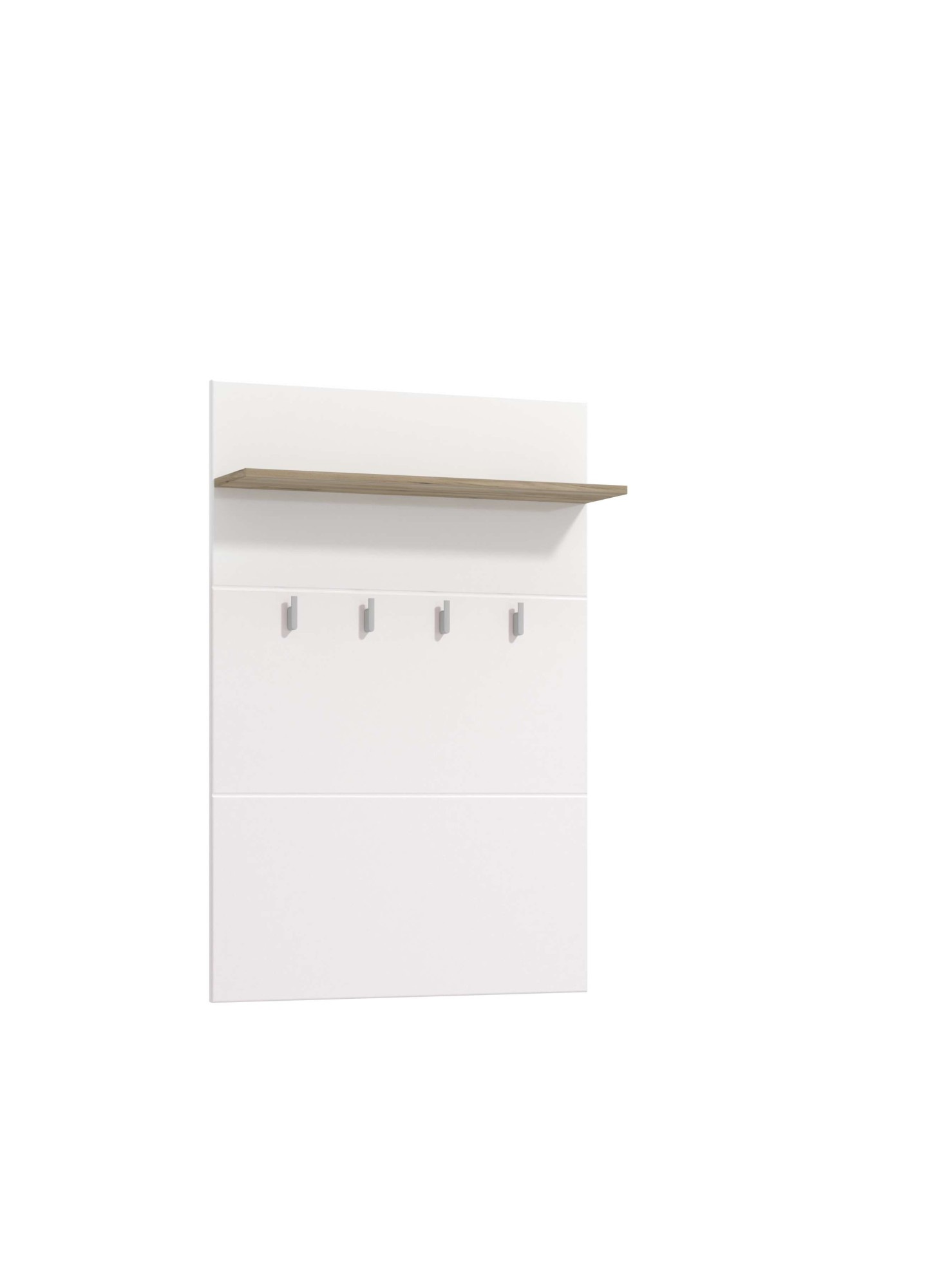 Garderobenpaneel HOME AFFAIRE "Beny, Wandregal Wandpaneel, Wandgarderobe praktisch & stillvoll", weiß (grau eiche, weiß hochglanz), B:76cm H:114cm T:19,5cm, Spanplatte, Garderobenpaneele, Garderobenpaneel, Hochglanz, mit 4 Kleiderhaken und Ablage...